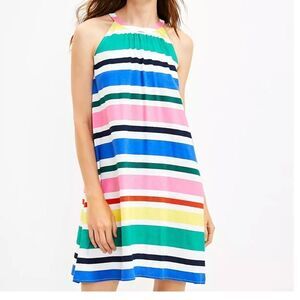 Loft Striped Halter Dress whisper white Small NWT in packaging